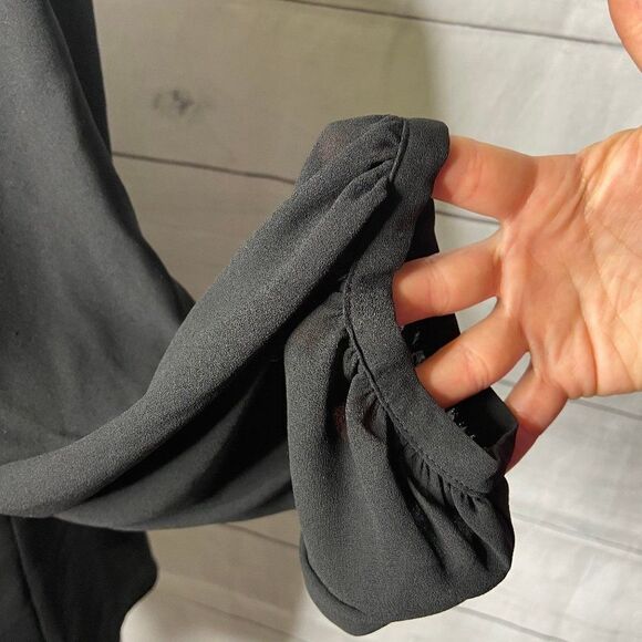 Loft black see through button up Medium - Picture 2 of 7